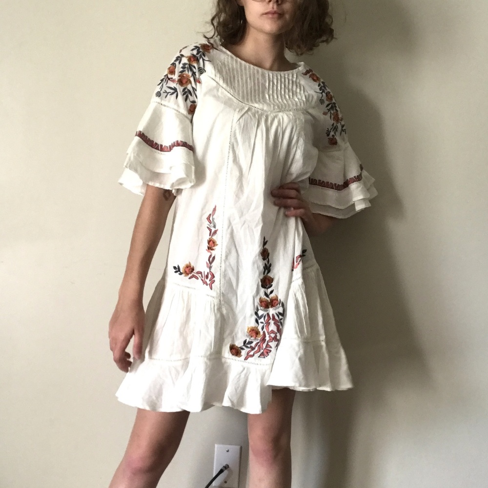 Free People Pavlo Babydoll Boho Embroidered Dress - Picture 1 of 8